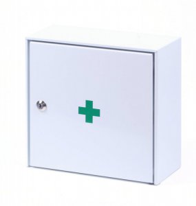 Metal wall-mounted first aid kit for 10 persons