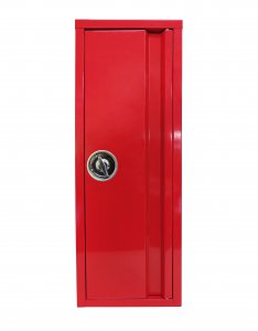 Kovový box na hasicí přístroj 9/12kg otočná rukojeť-červený