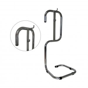 Silver metal fire extinguisher stand with 2 handles