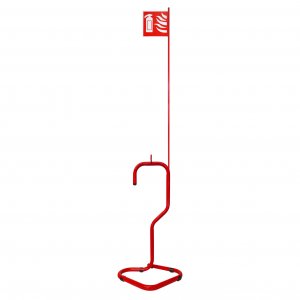 Metal stand for fire extinguisher with information bar